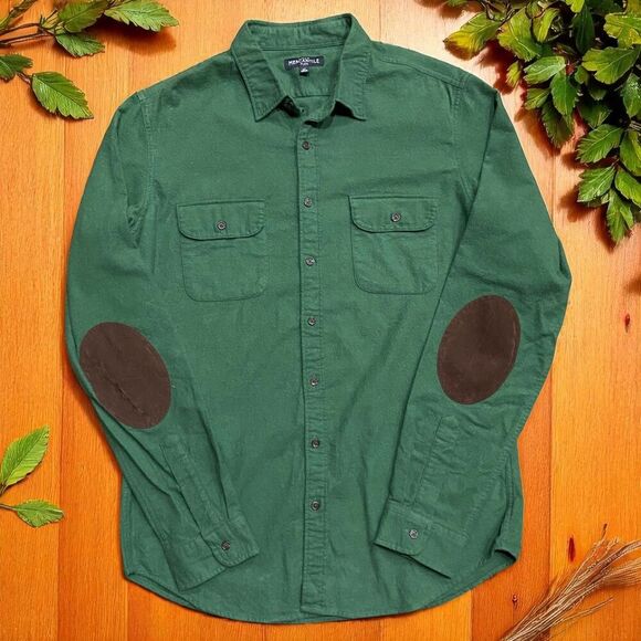 J. Crew Mercantile Flex Outdoors Button Front Green Shirt Men's Size LT - Picture 1 of 8